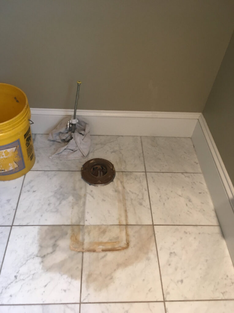 bathroom tile and grout cleaning and stain removal - before image