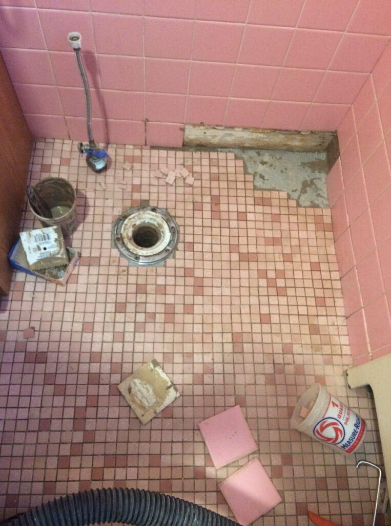 wall and floor tile repair in bathroom - during 2